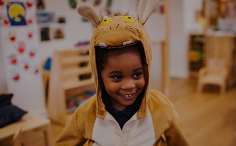 A St Margaret's nursery child dressed in a rabbit costume