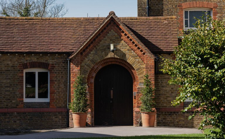 St Margarets School Chapel door on a sunny day