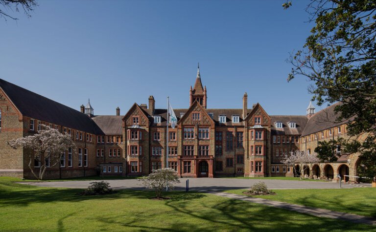 Front of the Waterhouse building at St Margaret's independent day and boarding school in Bushey Hertfordshire