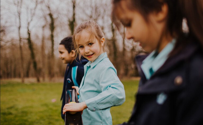 Upper junior school pupils enjoying outdoor learning at St Margaret's School