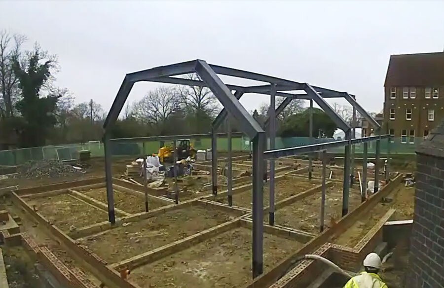 Foundations being laid for the new music centre being built at St Margarets School in Bushey