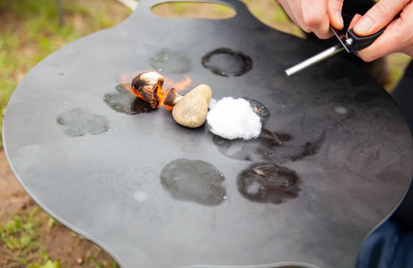 St Margarets School Outdoor Education fire pit being lit