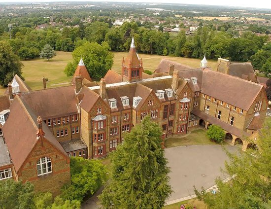 St Margarets School Aerial View taken by drone with Watford on the horizon