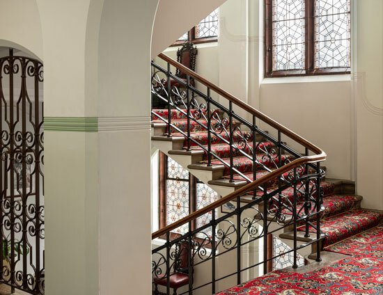 On the main staircase in the Waterhouse building at St Margarets School Bushey