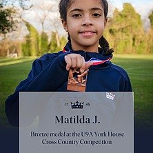 Huge congratulations to Matilda (Year 4) on winning a bronze medal in the U9A Mixed race at the @yorkhousesch Cross Country Competition last week. 

Over 40 pupils from Years 4–8 travelled to Croxley Green, showing fantastic determination, enthusiasm, and team spirit throughout the events. 

A brilliant start to the cross-country season. Next up: 31 Jan, when we host 80+ schools at the Hertfordshire Cross Country Championships.

#StMargaretsSchool #StMargaretsSport
.
.
.
#StMargaretsHertfordshire #StMargaretsBushey #StMargaretsNursery #TheNursery #earlyeducation #nurseryschool #kindergarten #preschool #busheylife #busheymums #independentschool #schoollife #education #boardingschool #watford #stanmore #radlett #harrow #watfordmums #watfordlife #pinnermums #pinnerparents #preplife #prepschool #rickmansworthmums #stanmoremums