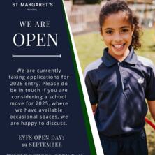 School’s out for summer, but across July and August, Admissions are open and receiving registrations. If you are considering a late application for 2025 entry, including for Sixth Form, please do be in touch, we would be happy to talk through availability. If you would like to visit, our next Open Days take place across 19- 20 September, or you are welcome to schedule a 1-1 tour by booking through the website, link in bio #stmargaretsschool 
.
.
.
#StMargaretsHertfordshire #StMargaretsBushey #StMargaretsNursery #TheNursery #earlyeducation #nurseryschool #kindergarten #preschool #busheylife #busheymums #independentschool #schoollife #education #boardingschool #watford #stanmore #radlett #harrow #watfordmums #watfordlife #pinnermums #pinnerparents #preplife #prepschool #rickmansworthmums #stanmoremums