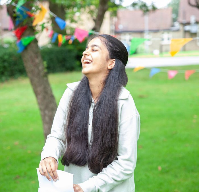 St Margaret's School Pupil collecting her GCSE results in August 2021